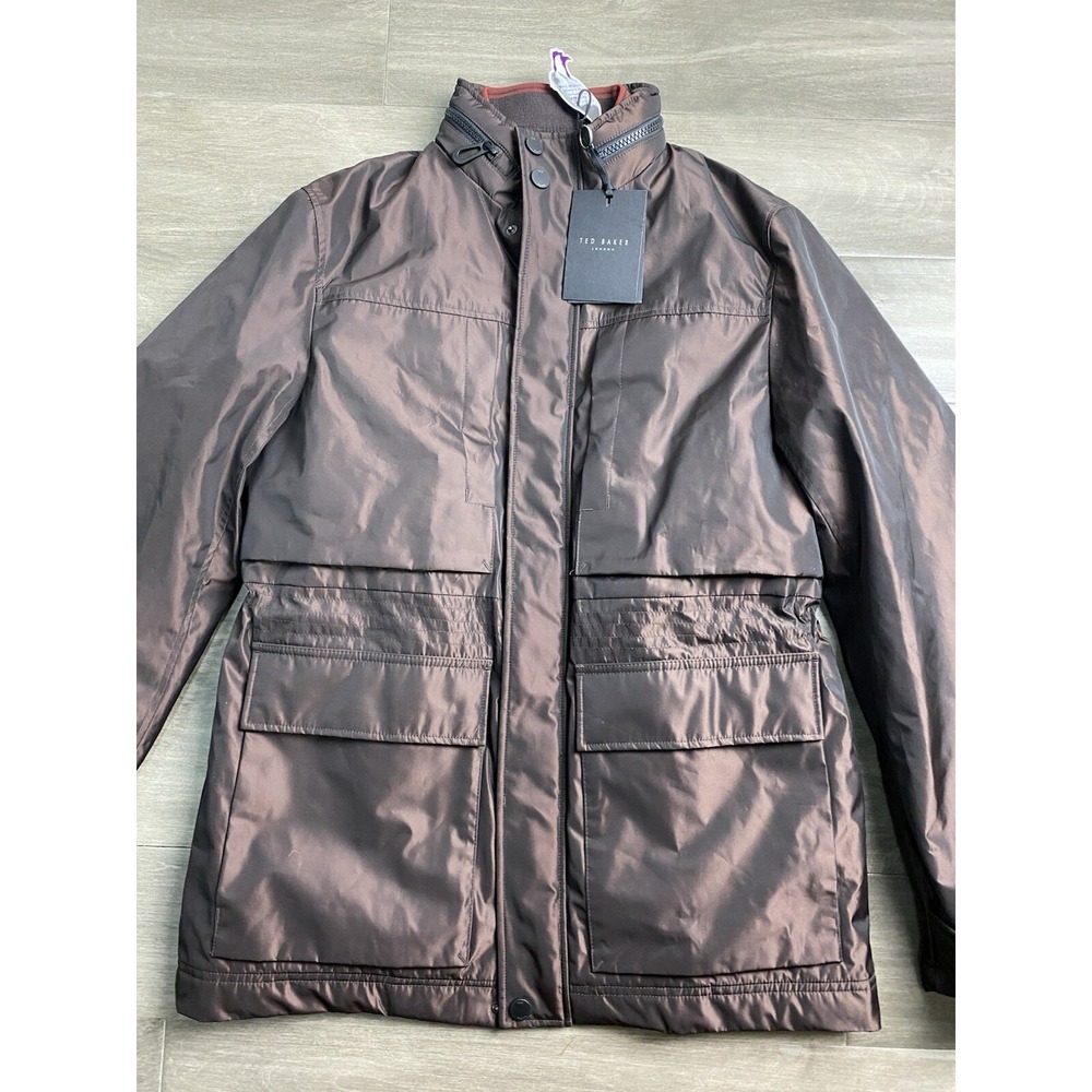 Ted Baker London Oka Nylon Field Jacket Mens Sz 2 Military Lined Waterproof